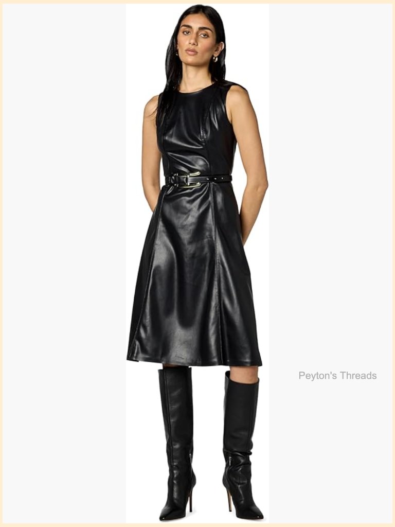 Sleeveless Scoop Neck A-Line Midi Dress With Belted Back